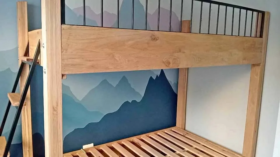Oak ¾ bunk bed, photo 1