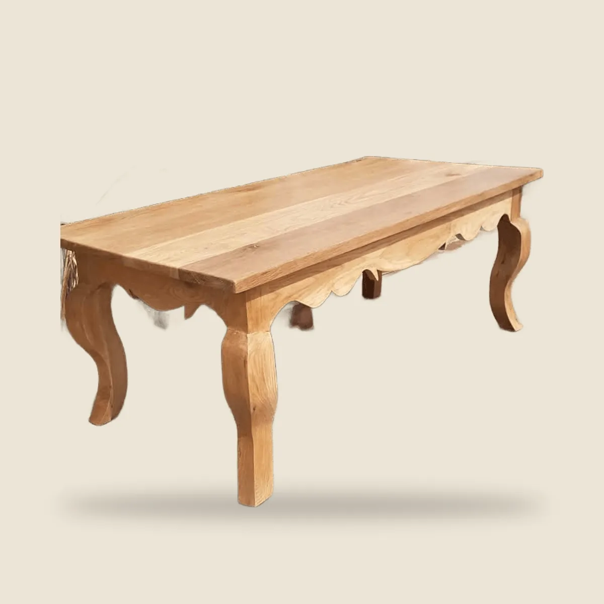 Oak coffee table, carved legs