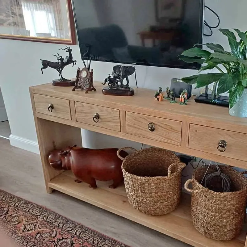Oak console in a customer’s home