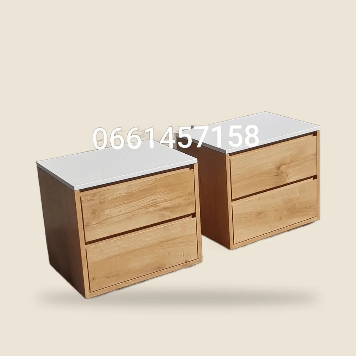 Oak pedestals with granite tops