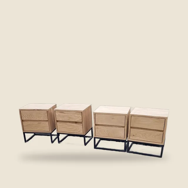 Oak pedestals on steel frames