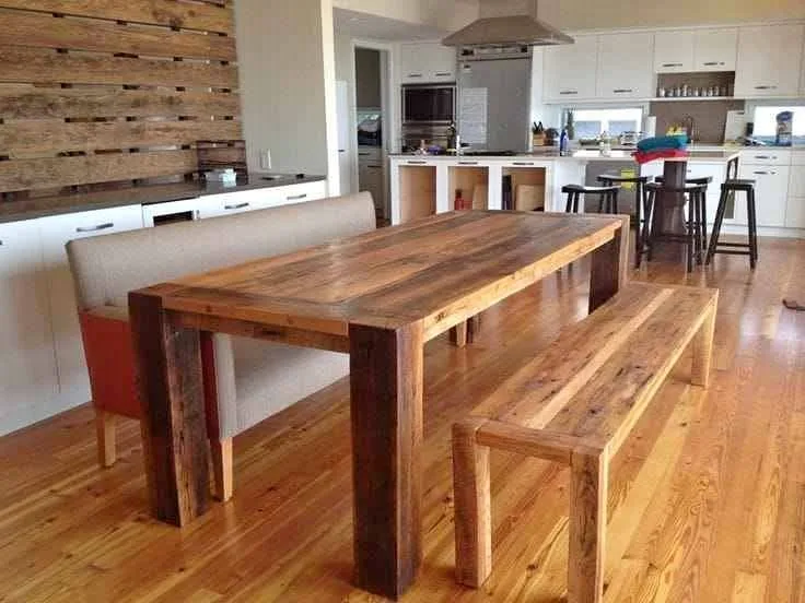 Oregon pine table & benches, photo 1