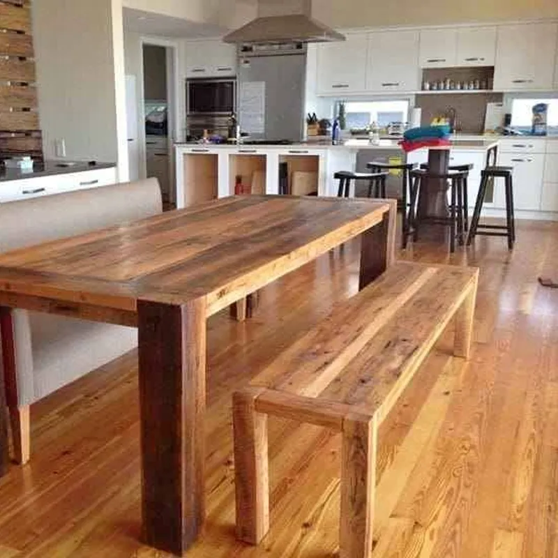 Oregon pine table & benches
